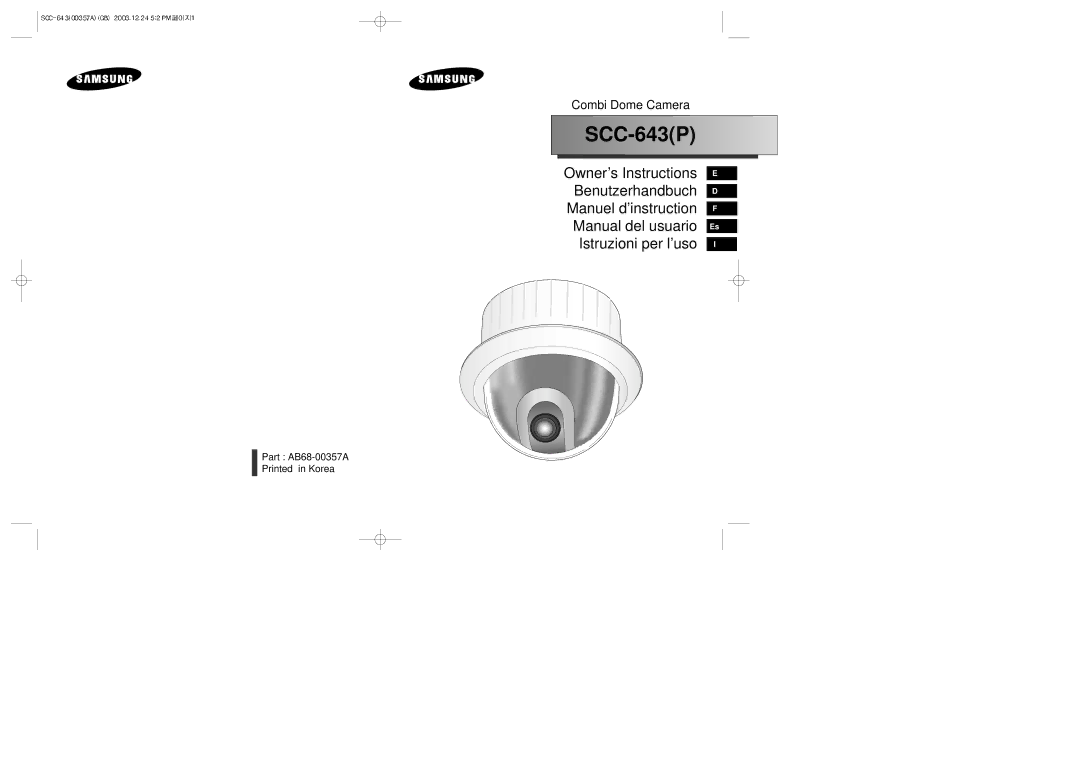 Samsung SCC-643AP manual SCC-643P 