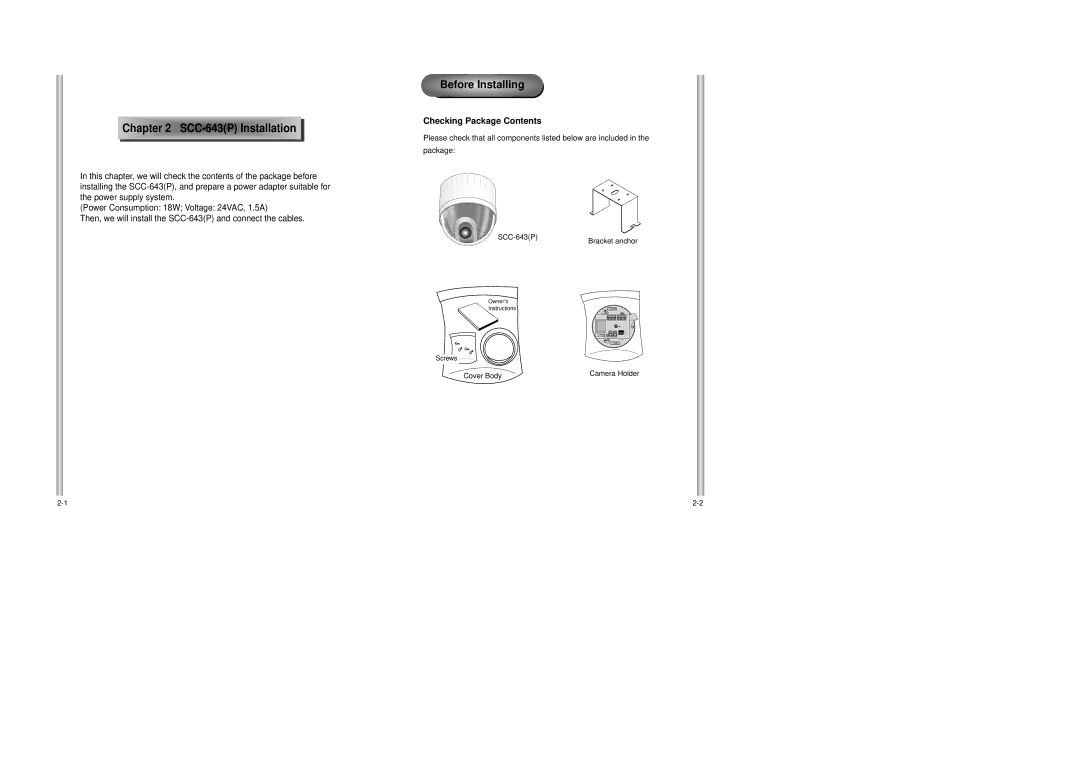 Samsung SCC-643AP, SCC-643P manual Before Installing 