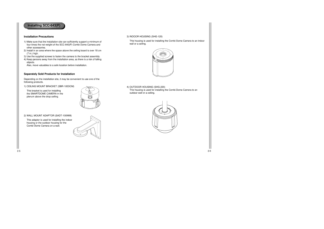 Samsung SCC-643AP manual Installing SCC-643P 