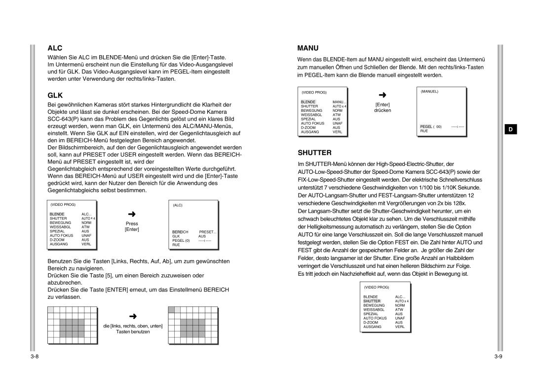 Samsung SCC-643P manual Alc, Glk 