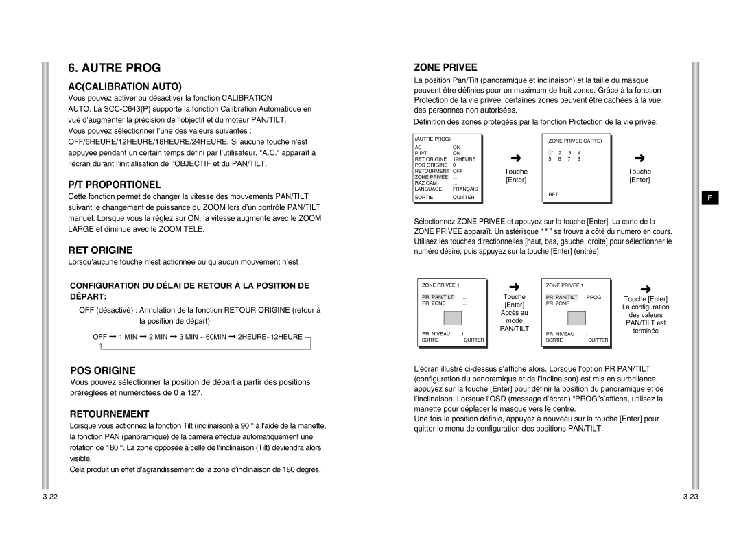 Samsung SCC-643P manual Autre Prog 