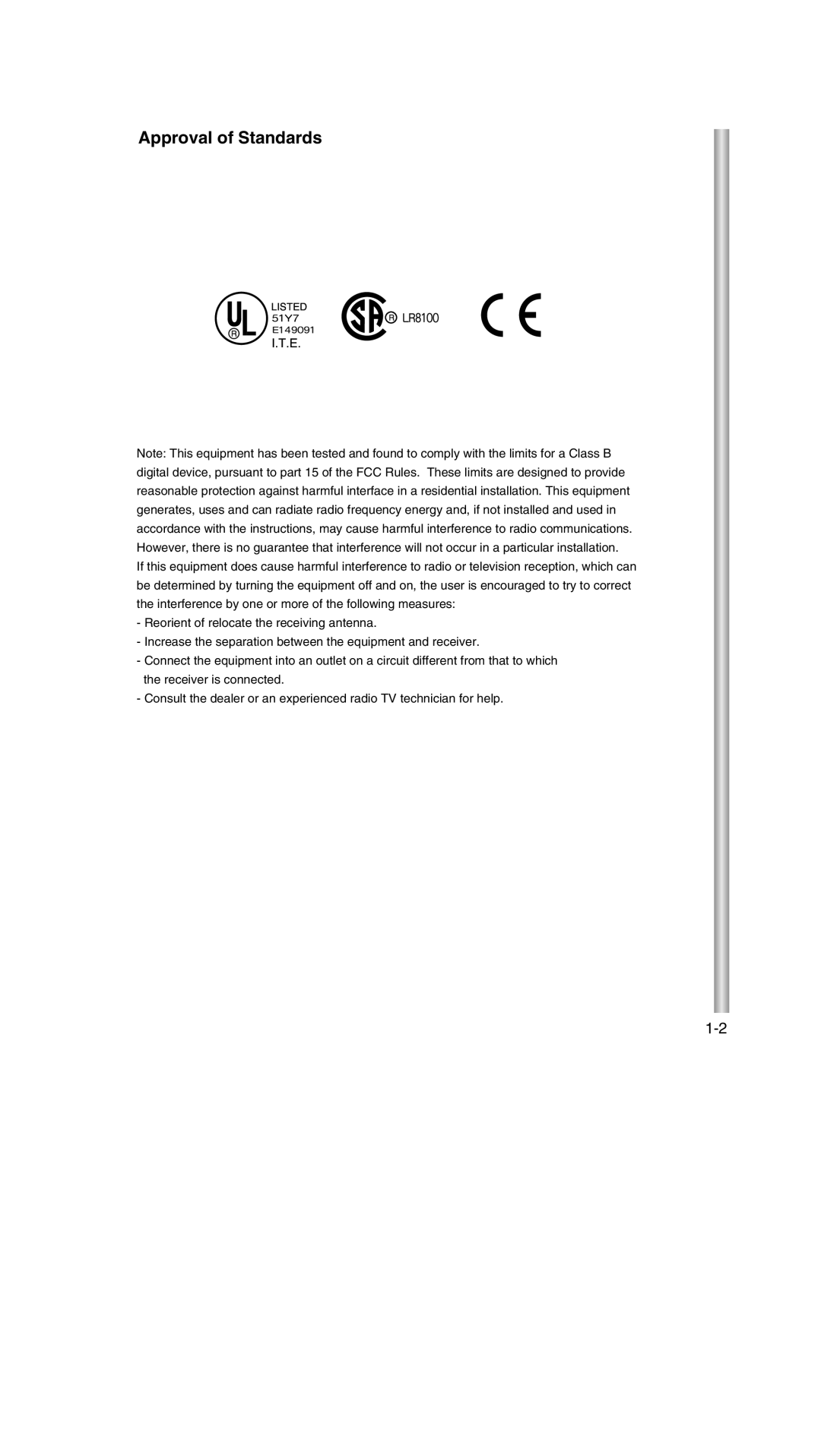 Samsung SCC-643P manual Approval of Standards 