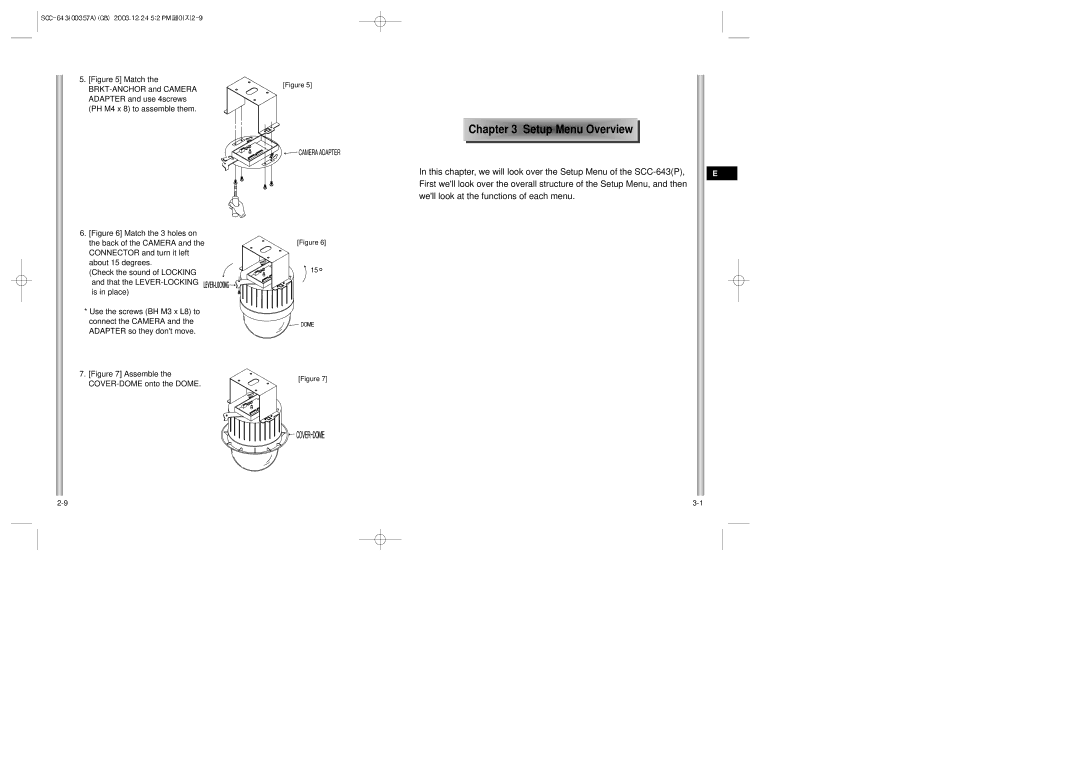 Samsung SCC-643(P) instruction manual Check the sound of Locking, That the LEVER-LOCKING is in place 