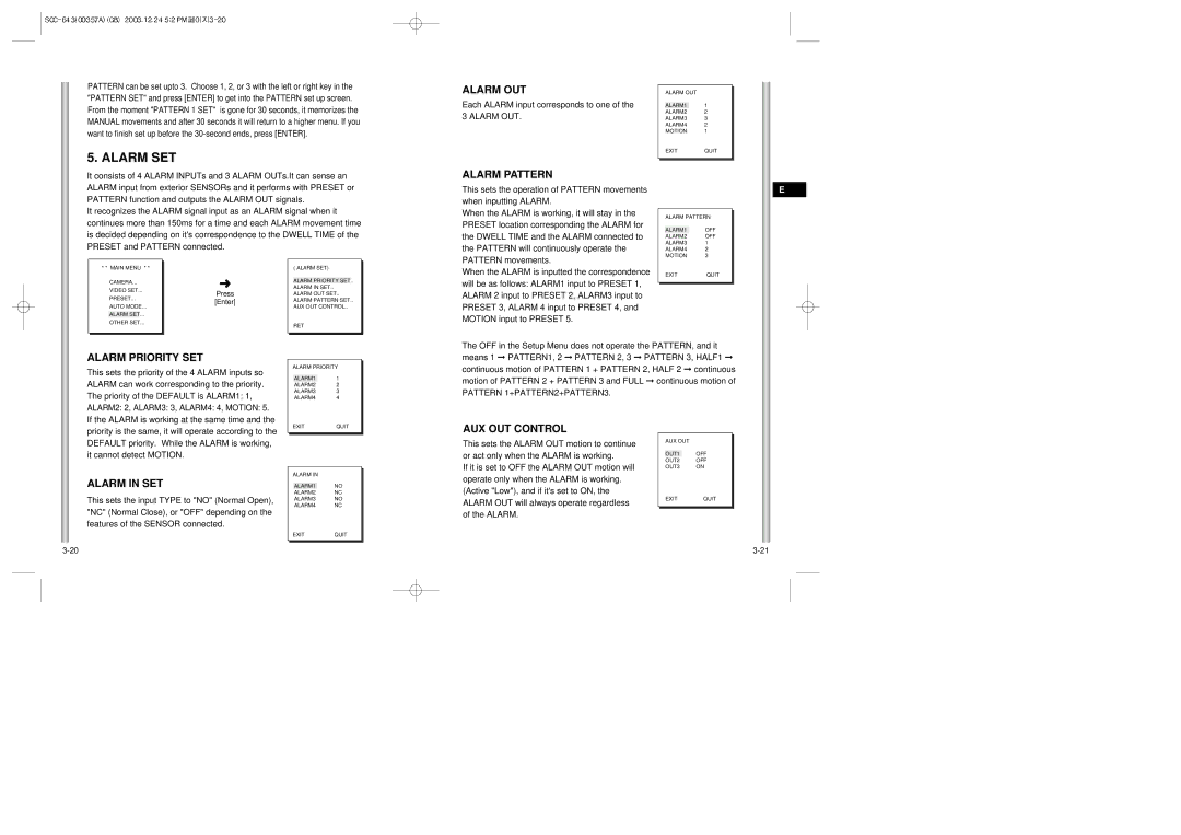 Samsung SCC-643(P) instruction manual Alarm SET 