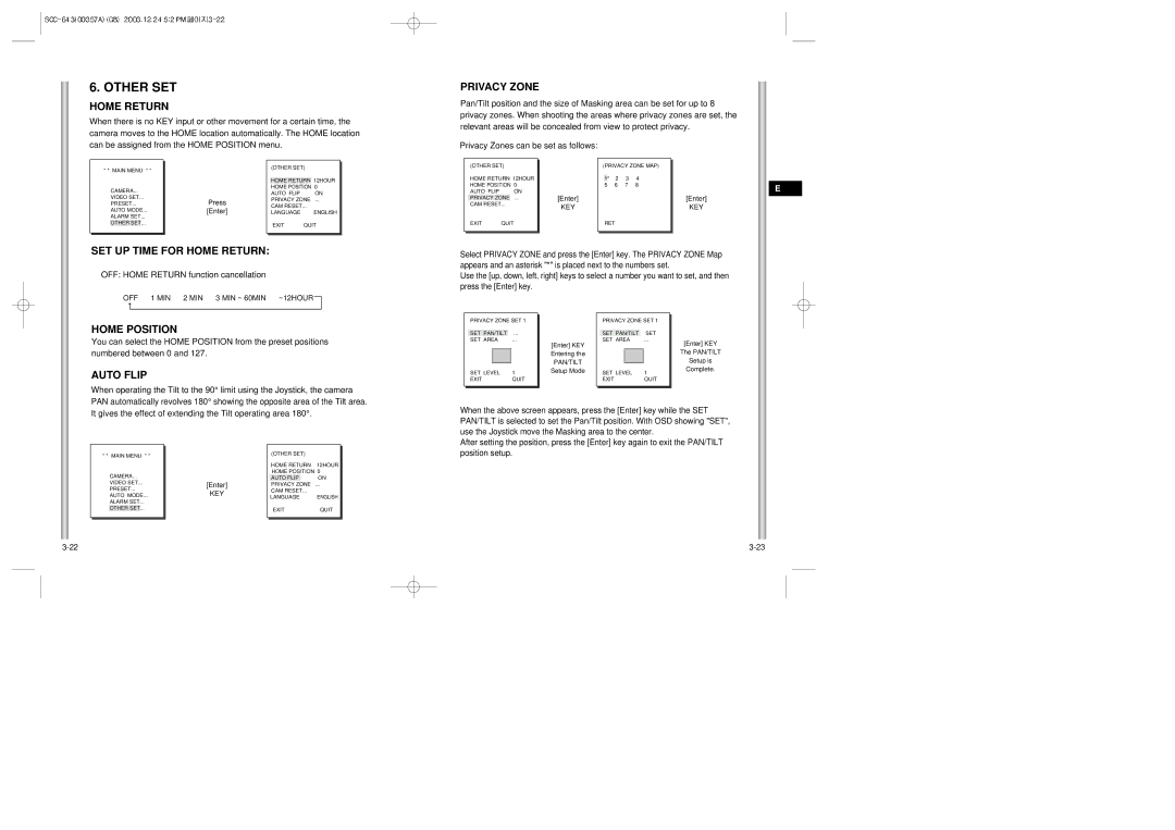 Samsung SCC-643(P) instruction manual Other SET 