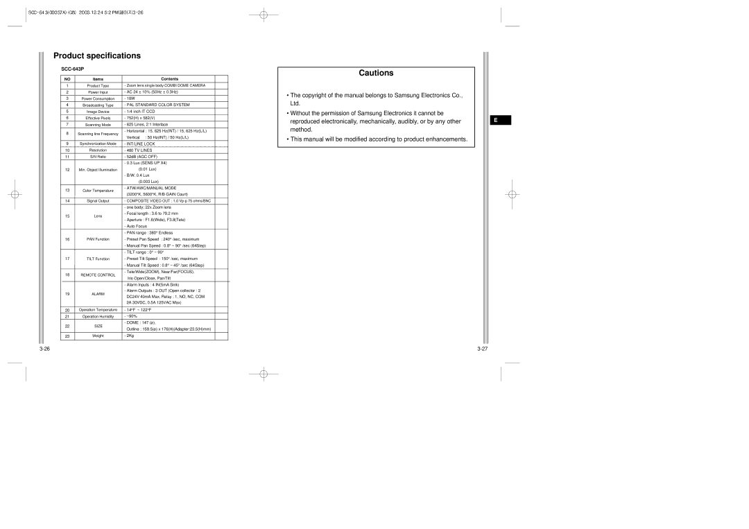 Samsung SCC-643(P) instruction manual SCC-643P, Electronically, mechanically, audibly, or by any other 