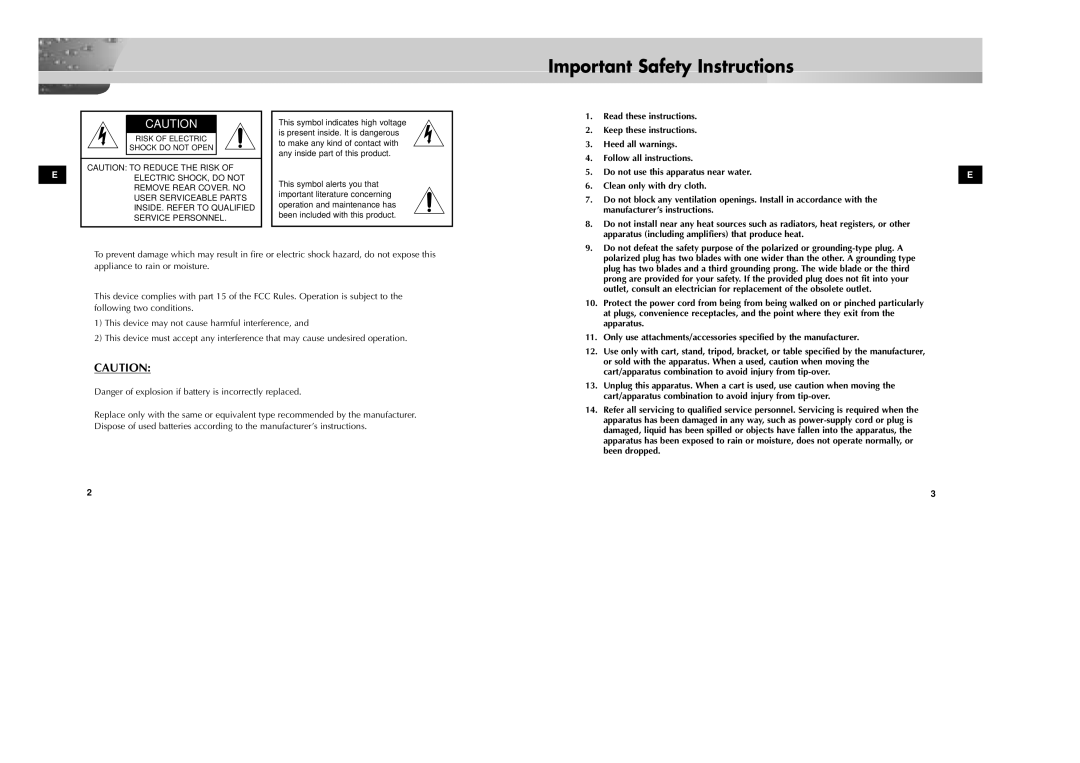 Samsung SCC-931TN, SCC-931TP/XEG manual Important Safety Instructions, Risk of Electric Shock do not Open 