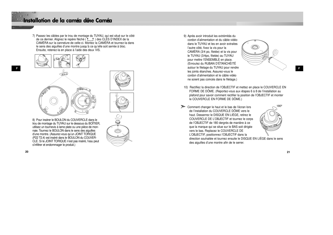 Samsung SCC-931TP/XEG, SCC-931TN manual Des aiguilles d’une montre afin de le serrer 