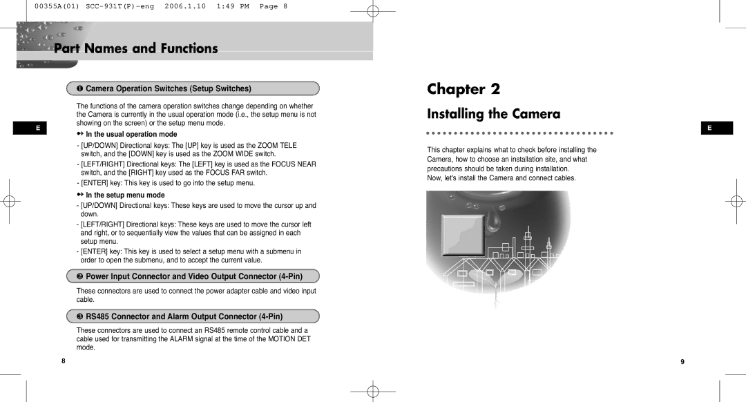 Samsung SCC-931TP user manual Installing the Camera, Usual operation mode, Now, let’s install the Camera and connect cables 