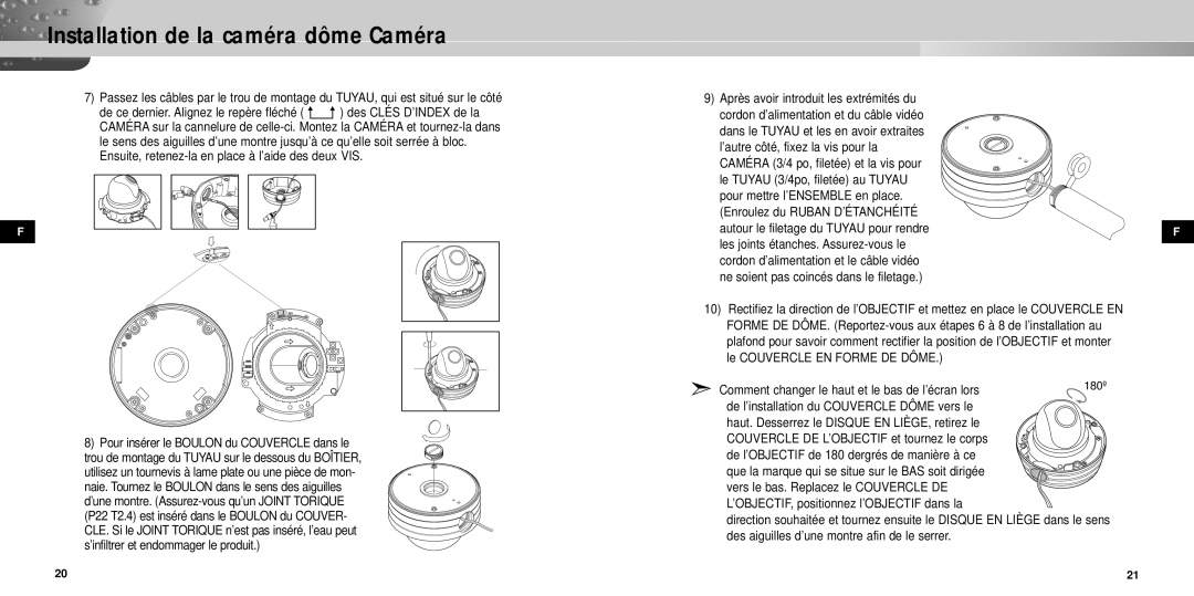 Samsung SCC-931TP manual Des aiguilles d’une montre afin de le serrer 