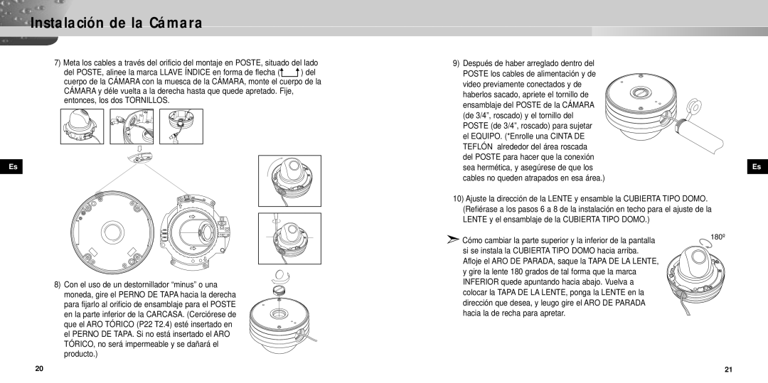 Samsung SCC-931TP manual Cómo cambiar la parte superior y la inferior de la pantalla 