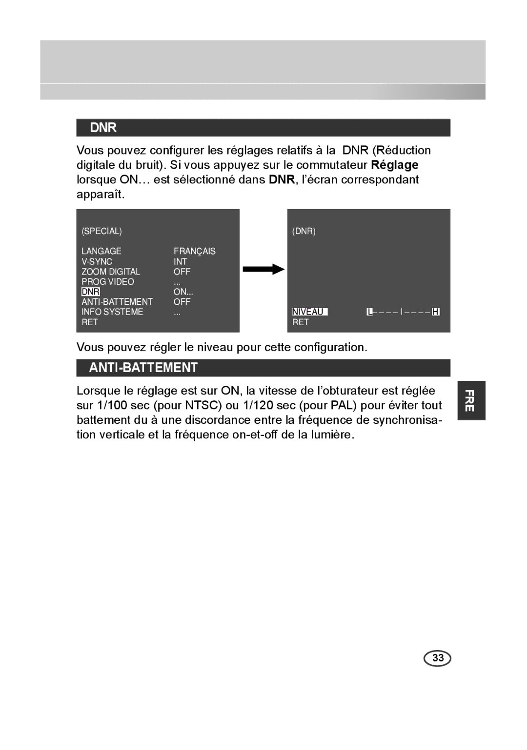 Samsung SCC-B2013P, SCC-A2013P, SCC-B2313P, SCC-A2313P manual Dnr, Anti-Battement 