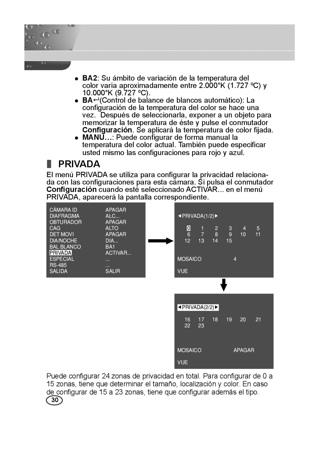 Samsung SCC-B2313P, SCC-A2013P, SCC-B2013P, SCC-A2313P manual Privada 