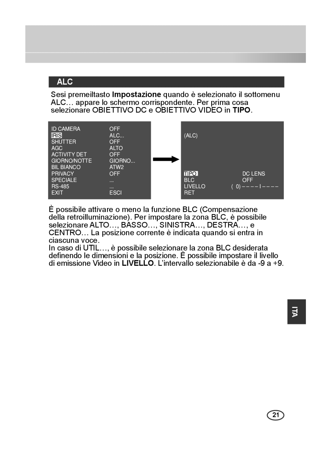 Samsung SCC-B2013P, SCC-A2013P, SCC-B2313P, SCC-A2313P manual Alc 