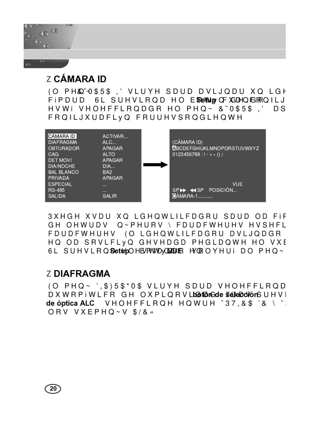 Samsung SCC-B2313P, SCC-A2013P, SCC-B2013P, SCC-A2313P manual Cámara ID, Diafragma 