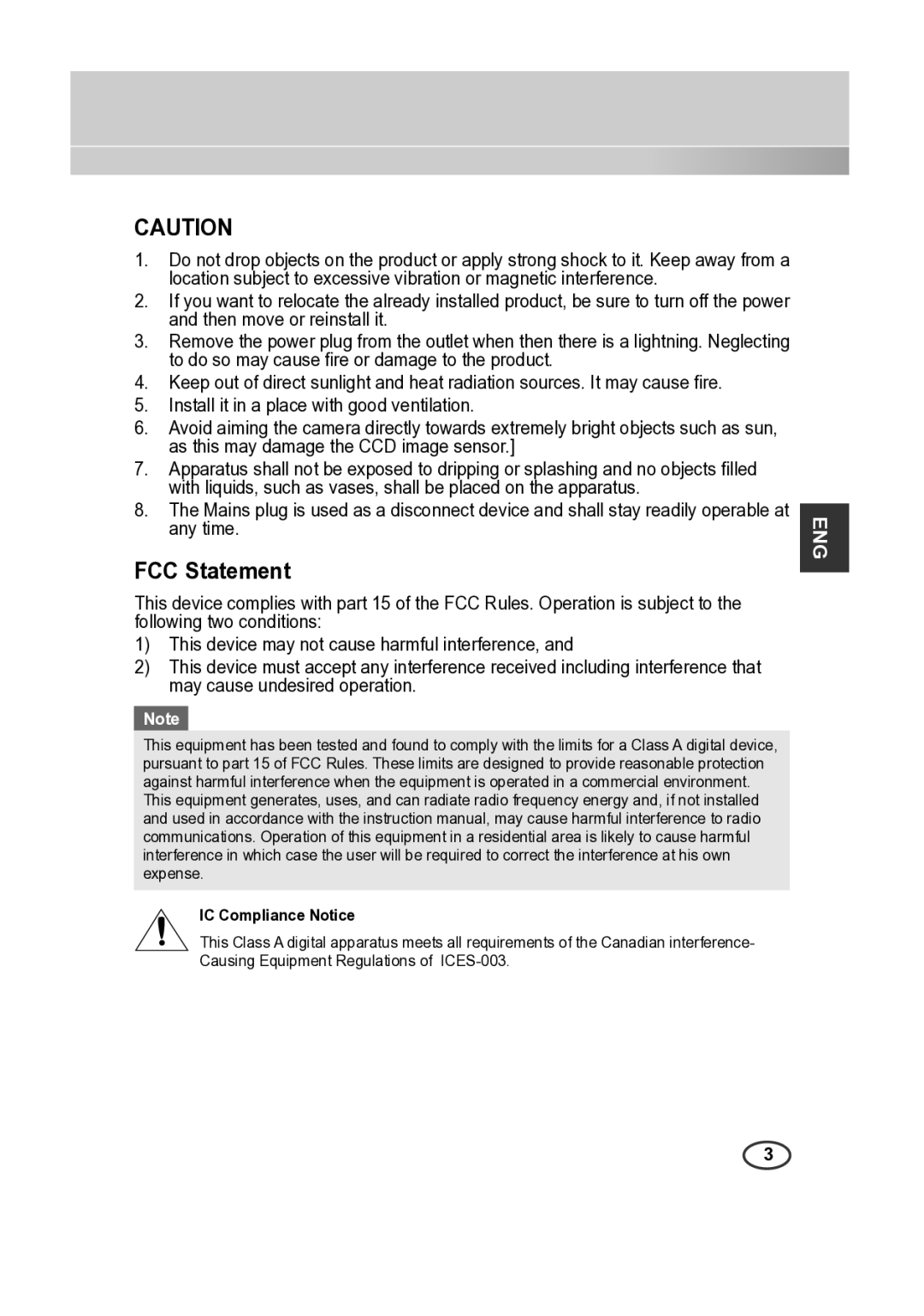 Samsung SCC-A2313P, SCC-A2013P, SCC-B2013P, SCC-B2313P manual FCC Statement 