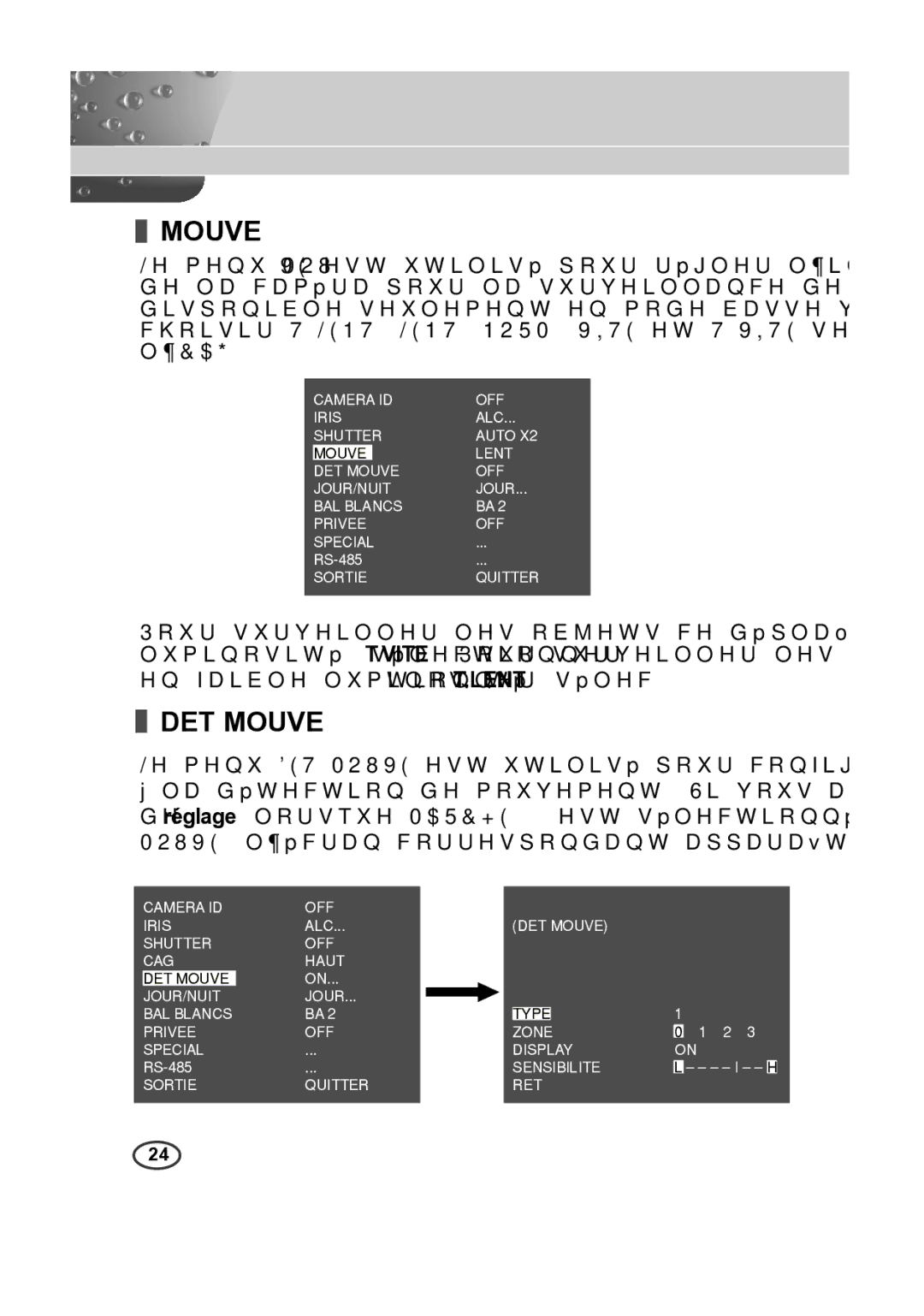 Samsung SCC-B2313P, SCC-A2013P, SCC-B2013P, SCC-A2313P manual DET Mouve 