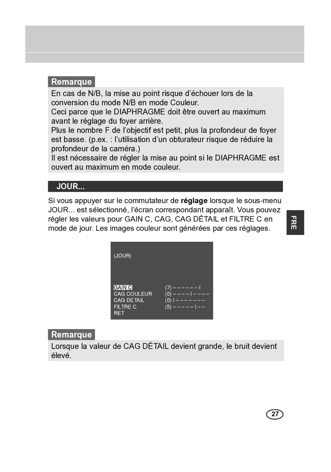 Samsung SCC-B2013P, SCC-A2013P, SCC-B2313P, SCC-A2313P manual Jour 