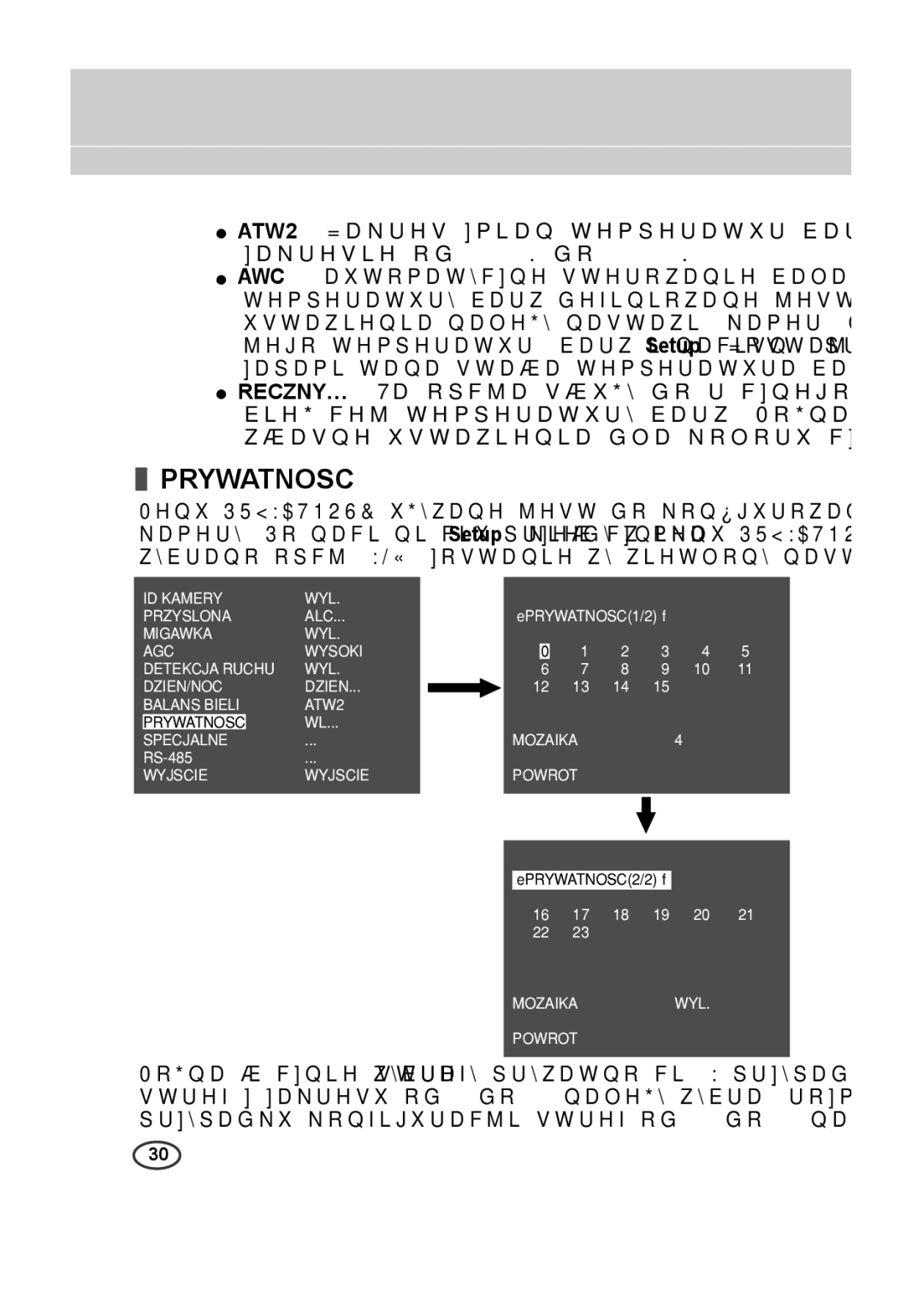 Samsung SCC-B2313P, SCC-A2013P, SCC-B2013P, SCC-A2313P manual Prywatnosc 