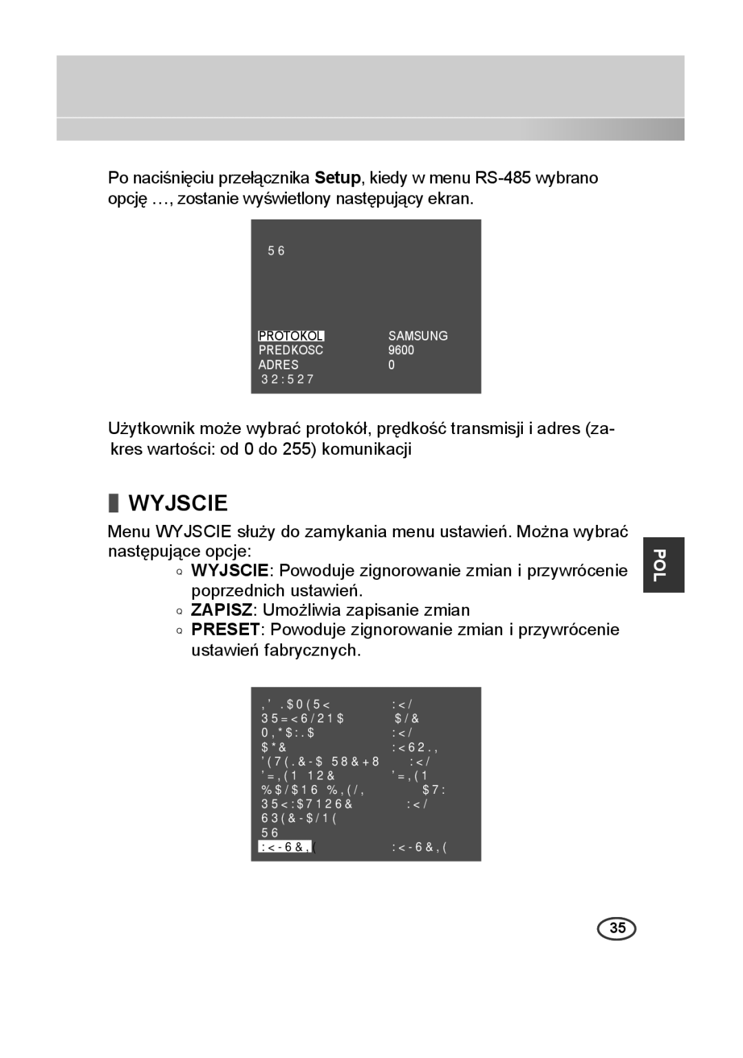 Samsung SCC-A2313P, SCC-A2013P, SCC-B2013P, SCC-B2313P manual Wyjscie 