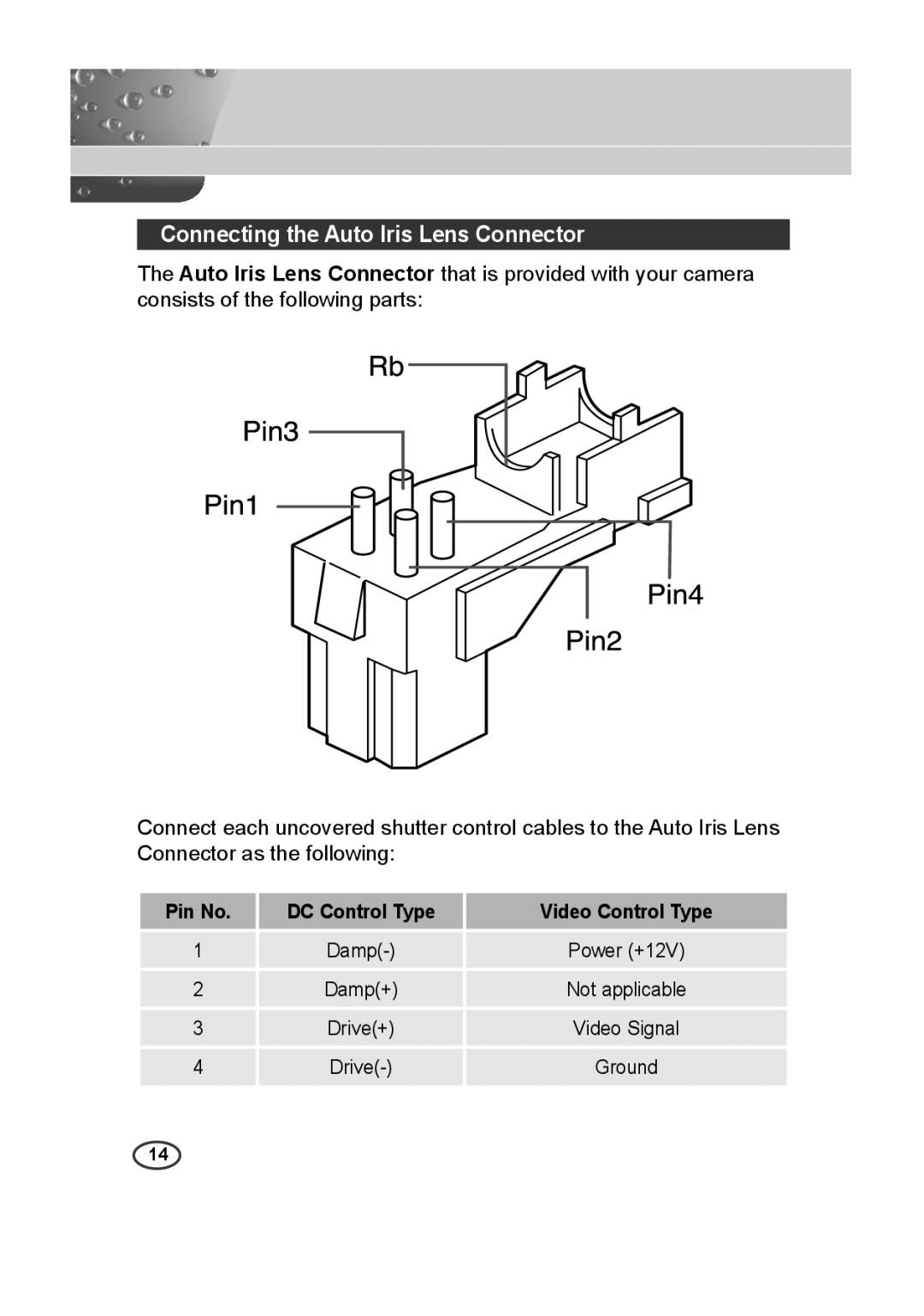 Samsung SCC-B2313P, SCC-A2013P, SCC-B2013P, SCC-A2313P manual Connecting the Auto Iris Lens Connector 