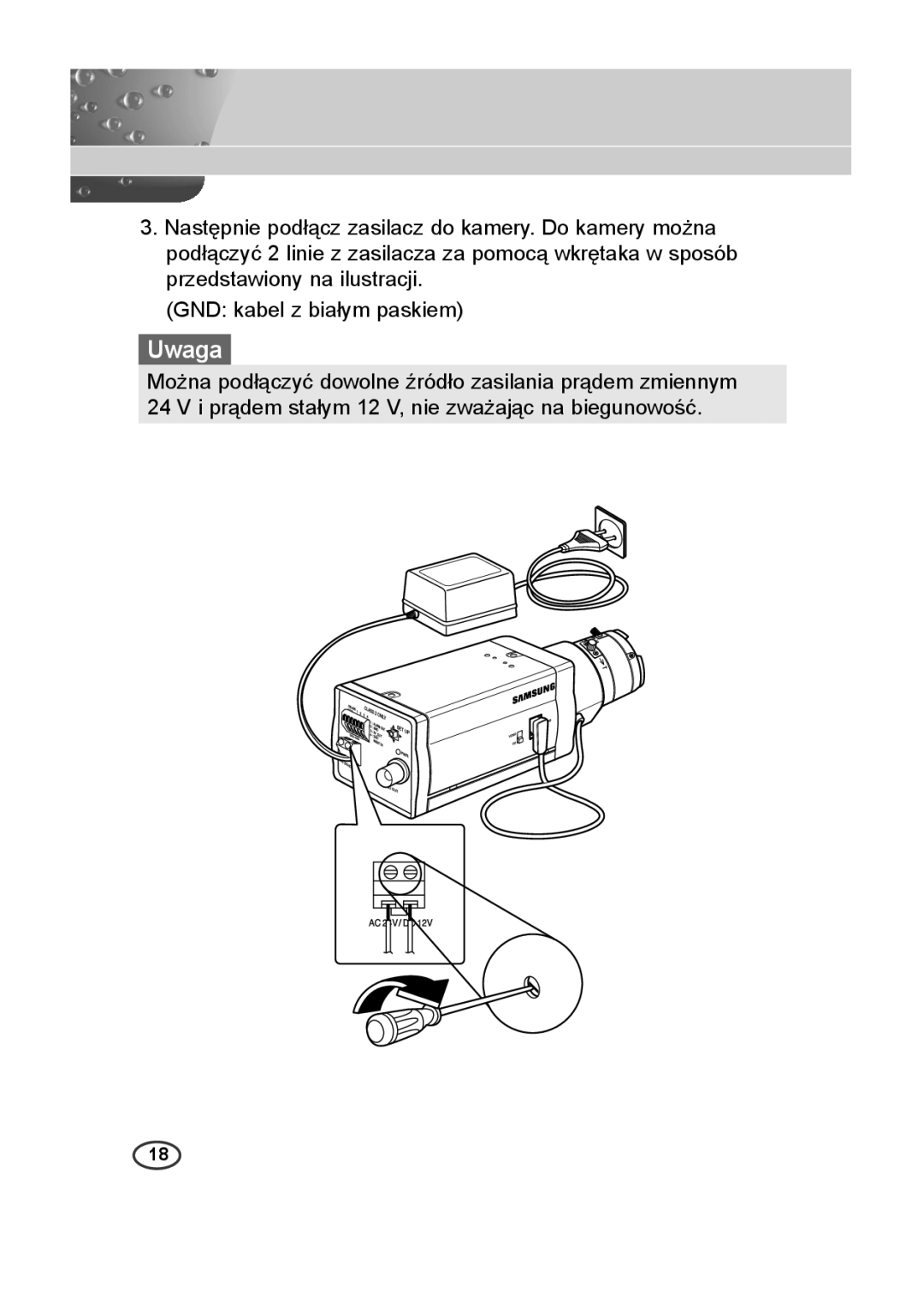 Samsung SCC-B2313P, SCC-A2013P, SCC-B2013P, SCC-A2313P manual Uwaga 