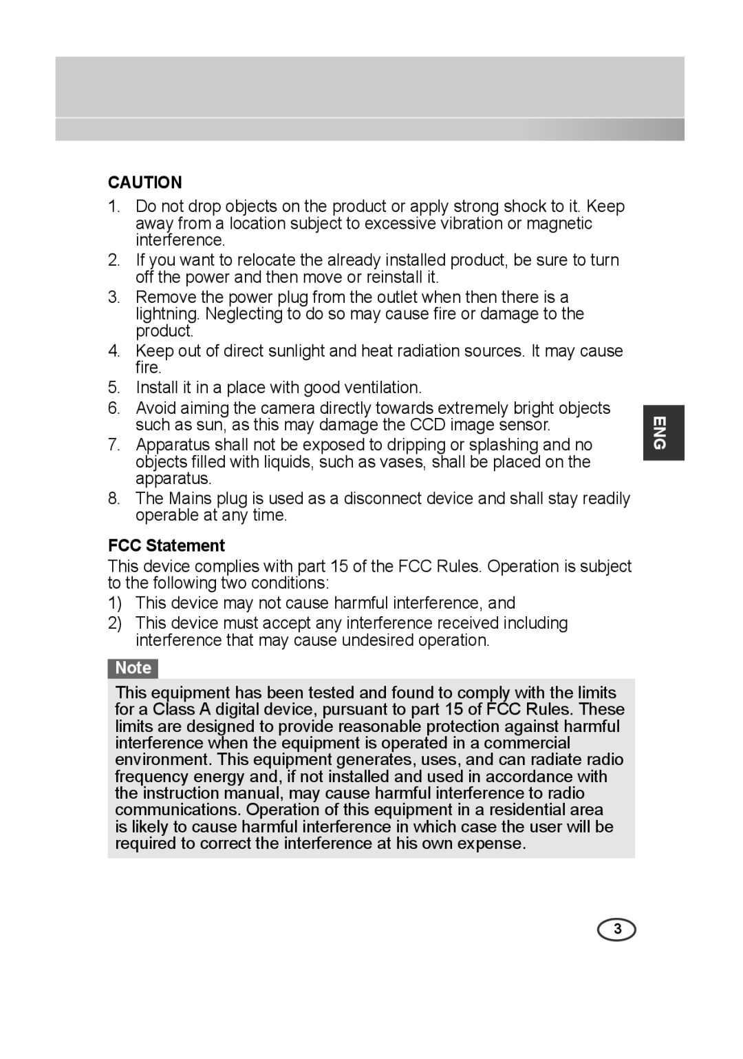 Samsung SCC-A2313P, SCC-A2013P, SCC-B2013P, SCC-B2313P manual FCC Statement 