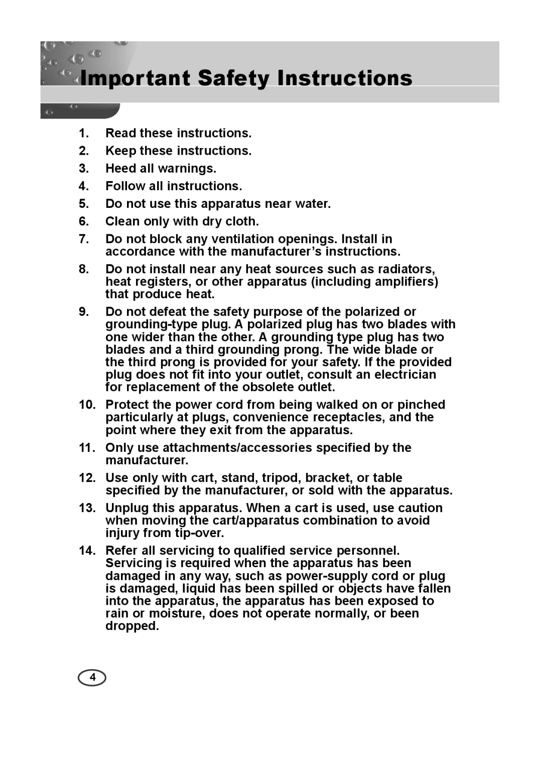 Samsung SCC-A2013P, SCC-B2013P, SCC-B2313P, SCC-A2313P manual Important Safety Instructions 