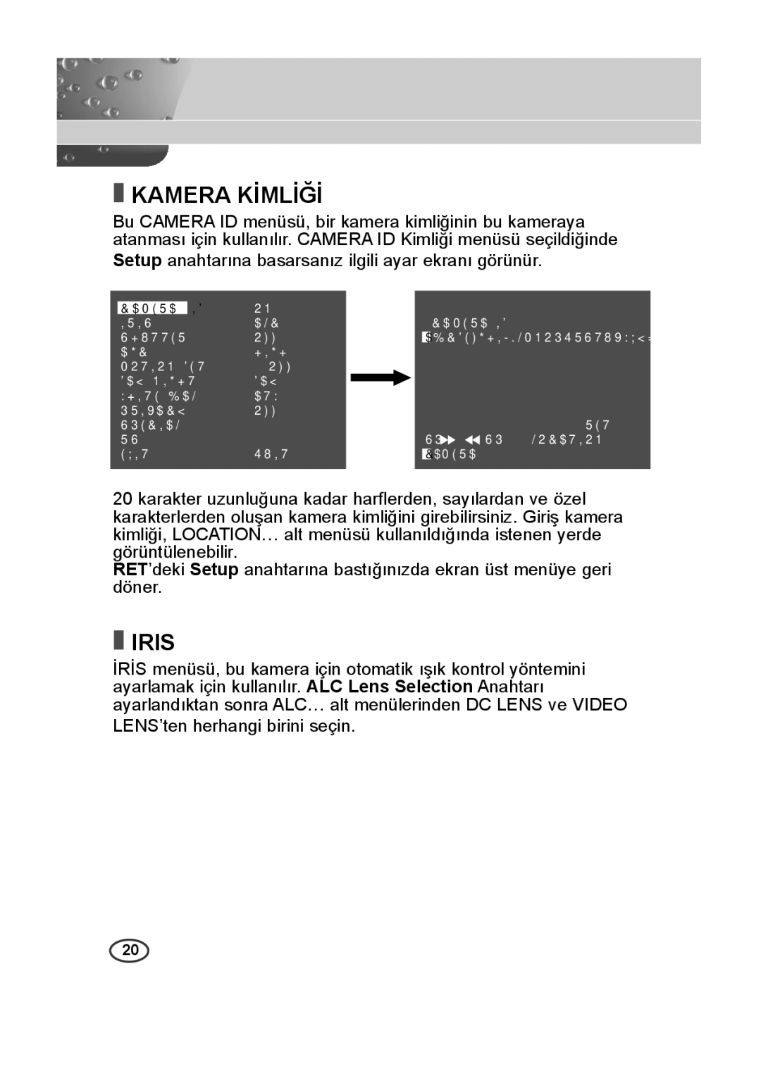 Samsung SCC-A2013P, SCC-B2013P, SCC-B2313P, SCC-A2313P manual Kamera Kİmlİğİ, Iris 