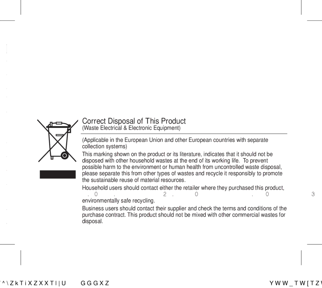 Samsung SCC-B1311N, SCC-B1331P, SCC-B1311P, SCC-B1011P/TRK manual Correct Disposal of This Product 