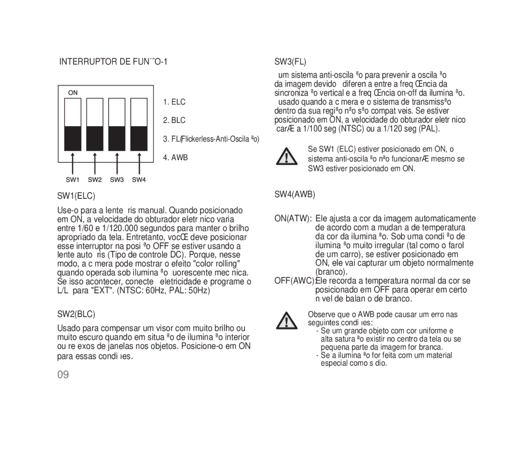 Samsung SCC-B1331P, SCC-B1311P, SCC-B1011P/TRK, SCC-B1311N manual Interruptor DE FUNÇÃO-1, SW3FL 