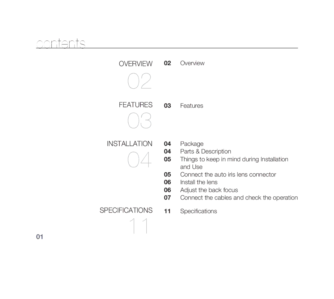 Samsung SCC-B1011P/TRK, SCC-B1331P, SCC-B1311P, SCC-B1311N manual Contents 