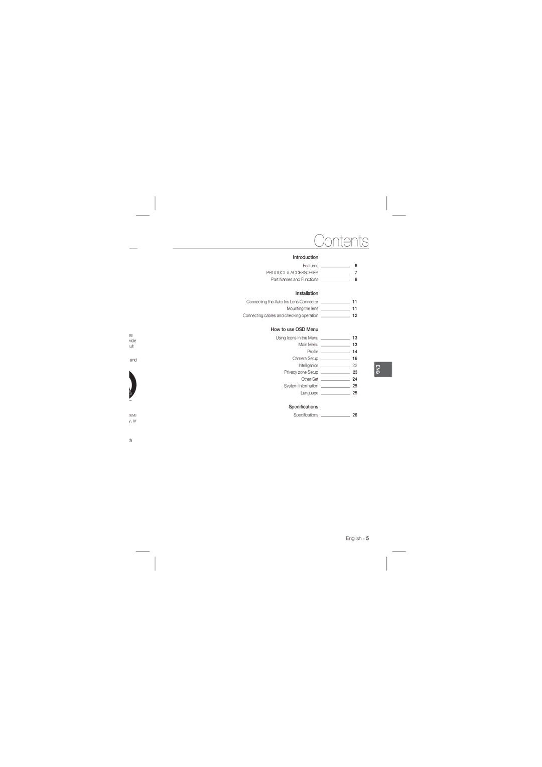 Samsung SCC-B1031P, SCC-B1331P user manual Contents 