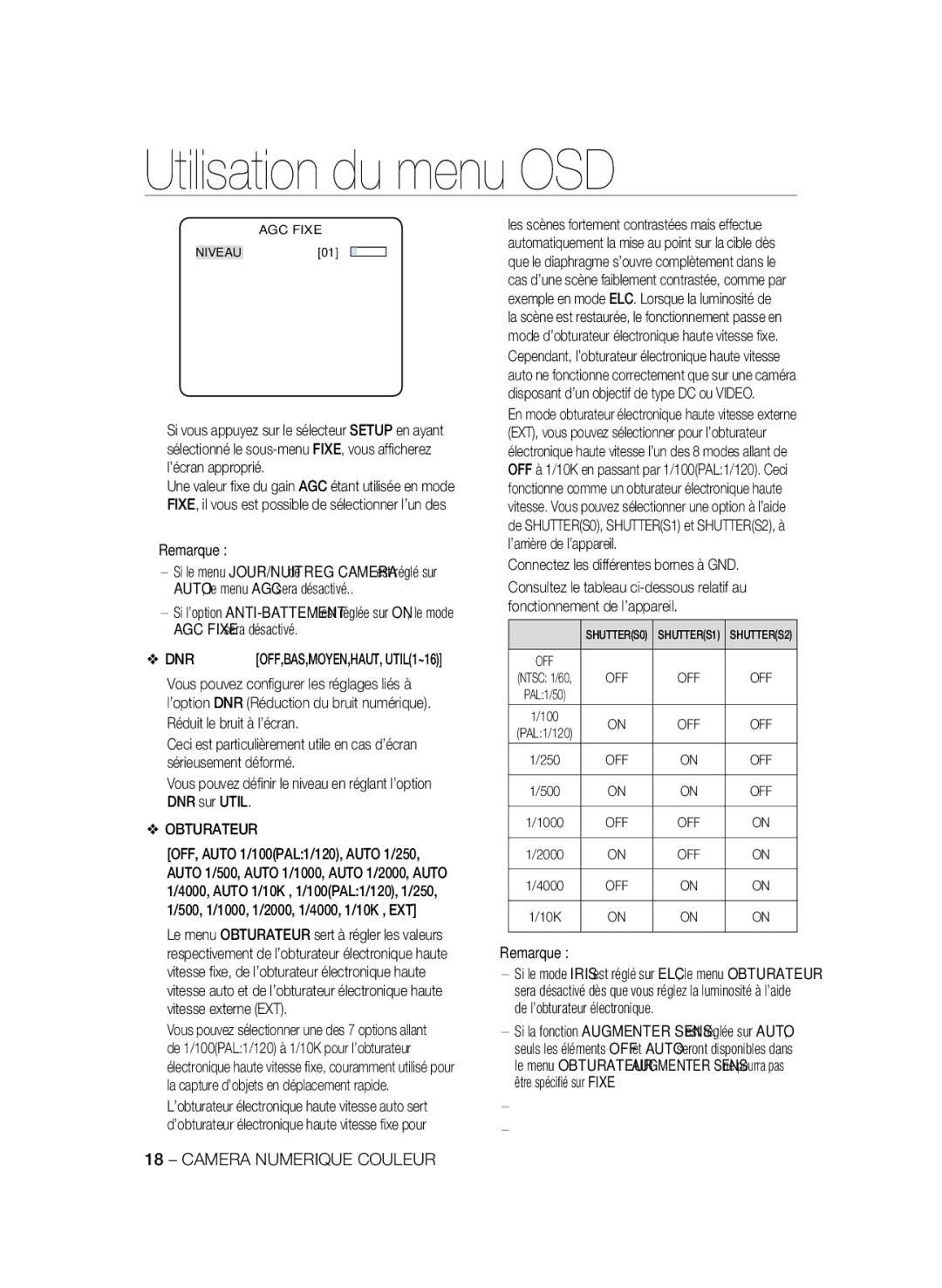 Samsung SCC-B1331BP, SCC-B1031P, SCC-B1331P, SCC-B1311P, SCC-B1031BP Dnr, Obturateur, Connectez les différentes bornes à GND 