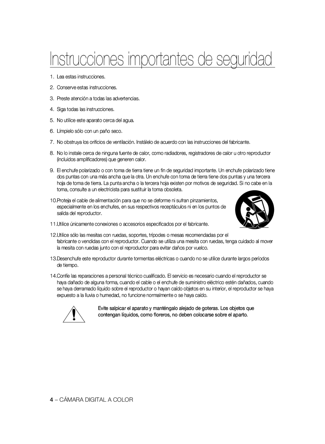 Samsung SCC-B1311P, SCC-B1031P, SCC-B1331P, SCC-B1331BP, SCC-B1031BP manual Instrucciones importantes de seguridad 