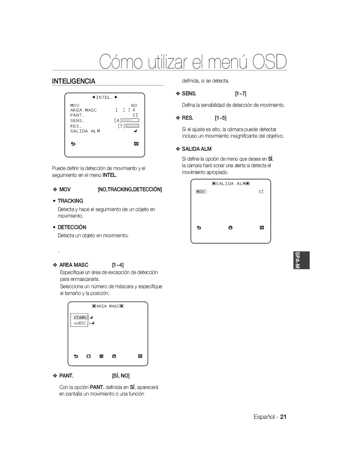 Samsung SCC-B1031P, SCC-B1331P, SCC-B1331BP, SCC-B1311P, SCC-B1031BP manual Inteligencia 