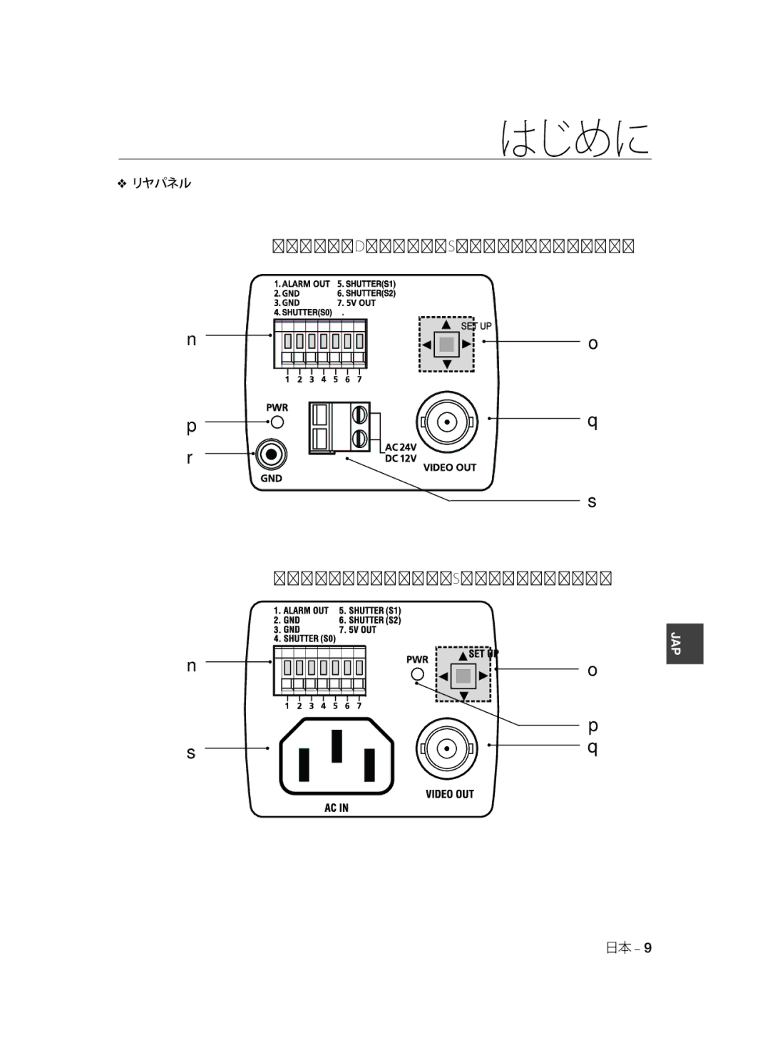 Samsung SCC-B1331BP, SCC-B1311P, SCC-B1031BP manual リヤパネル, AC24/DC12V SCC-B1331P AC220V~240VSCC-B1031P 