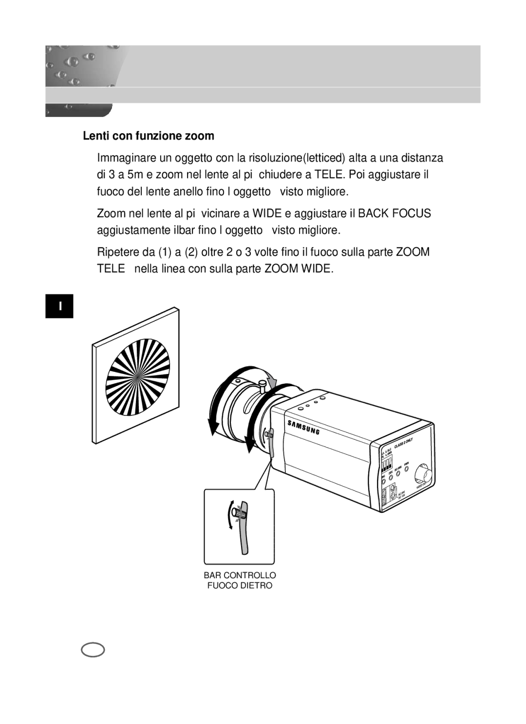 Samsung SCC-B1091P/TRK, SCC-B1391P/SAU, SCC-B1391P/TRK manual Lenti con funzione zoom 