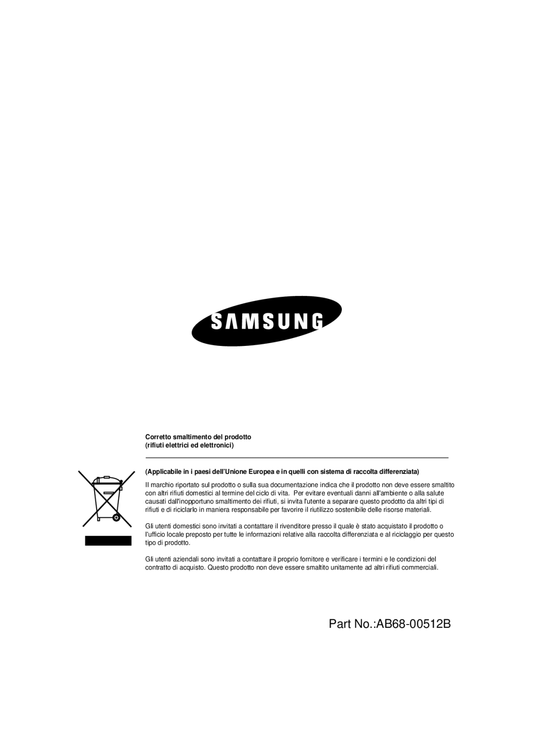 Samsung SCC-B1391P/SAU, SCC-B1091P/TRK, SCC-B1391P/TRK manual Part No.AB68-00512B 