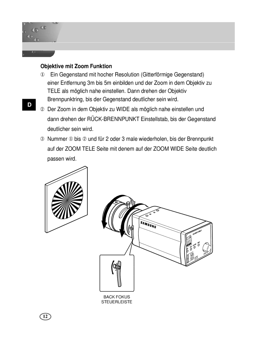 Samsung SCC-B1391P/SAU, SCC-B1091P/TRK, SCC-B1391P/TRK manual Objektive mit Zoom Funktion 