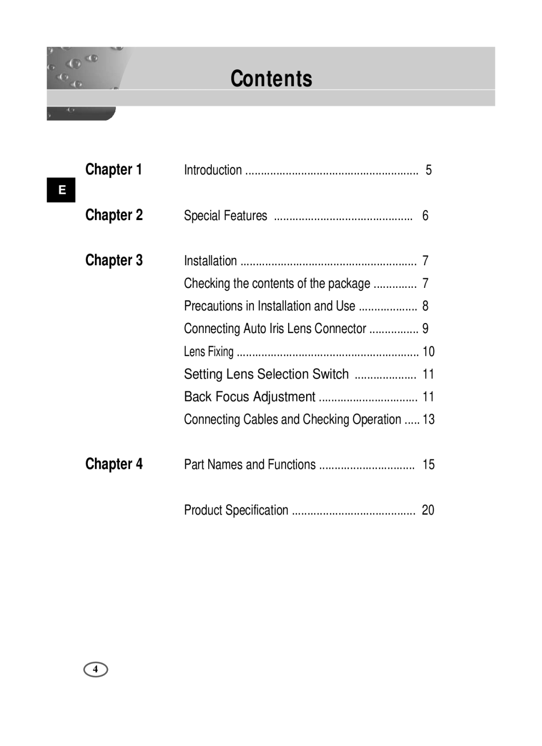 Samsung SCC-B1391P/TRK, SCC-B1391P/SAU, SCC-B1091P/TRK manual Contents 