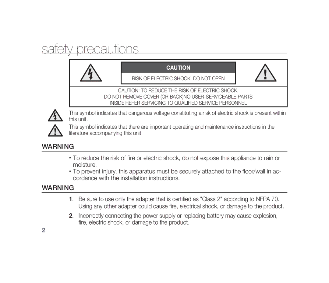 Samsung SCC-B1310P manual Safety precautions 