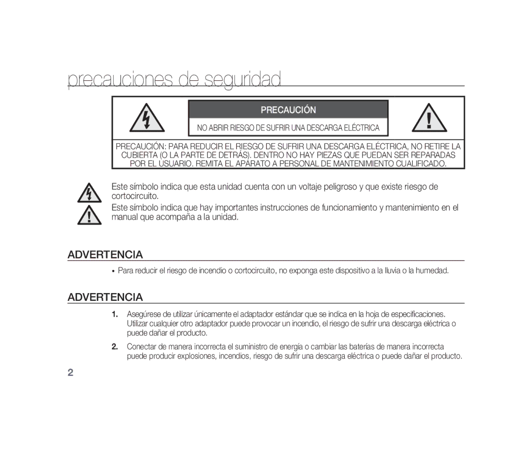 Samsung SCC-B1310P manual Precauciones de seguridad, Advertencia 