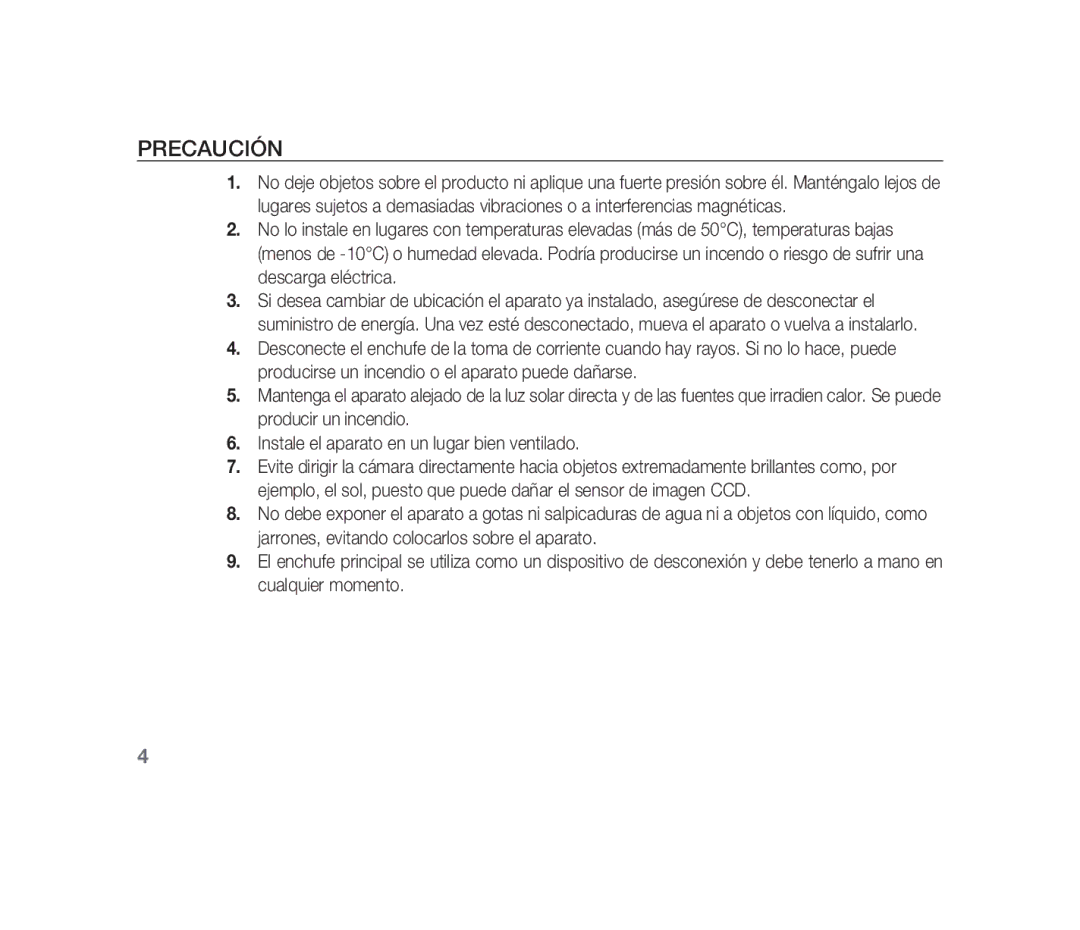 Samsung SCC-B1310P manual Precaución 