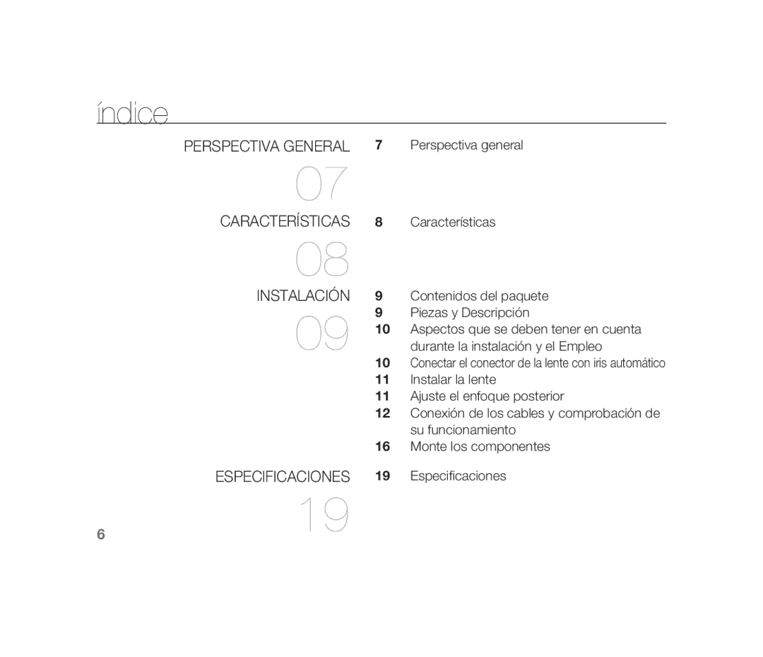 Samsung SCC-B1310P manual Índice 