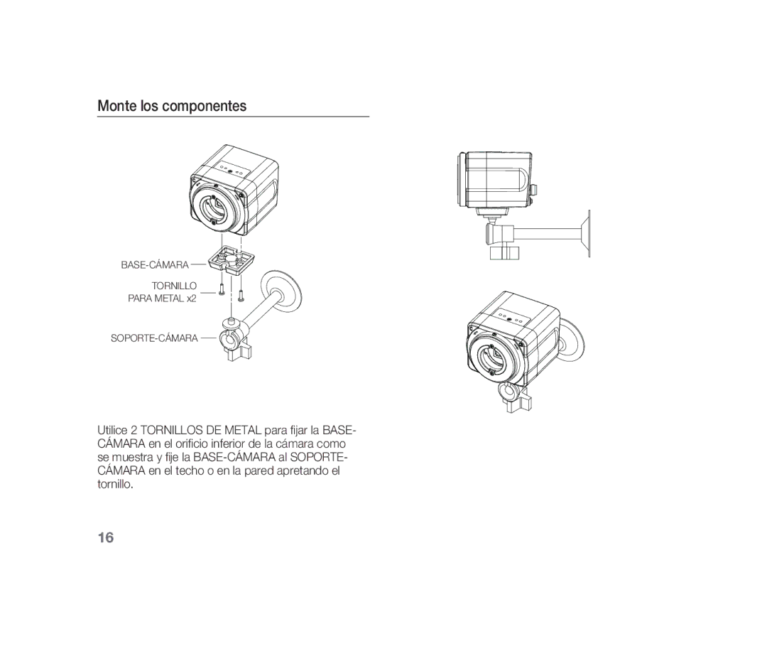 Samsung SCC-B1310P manual Monte los componentes 