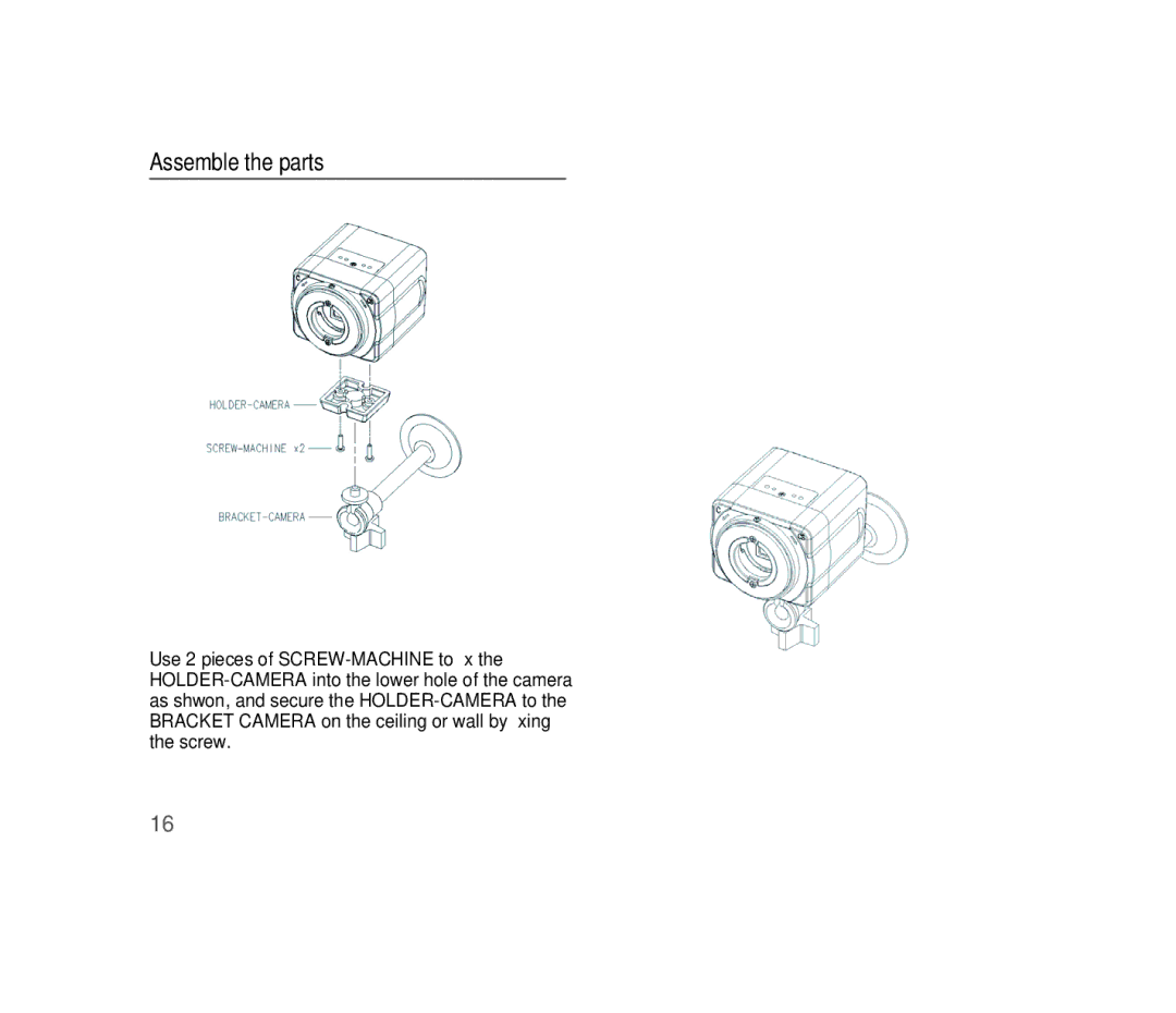 Samsung SCC-B1310P manual Assemble the parts 