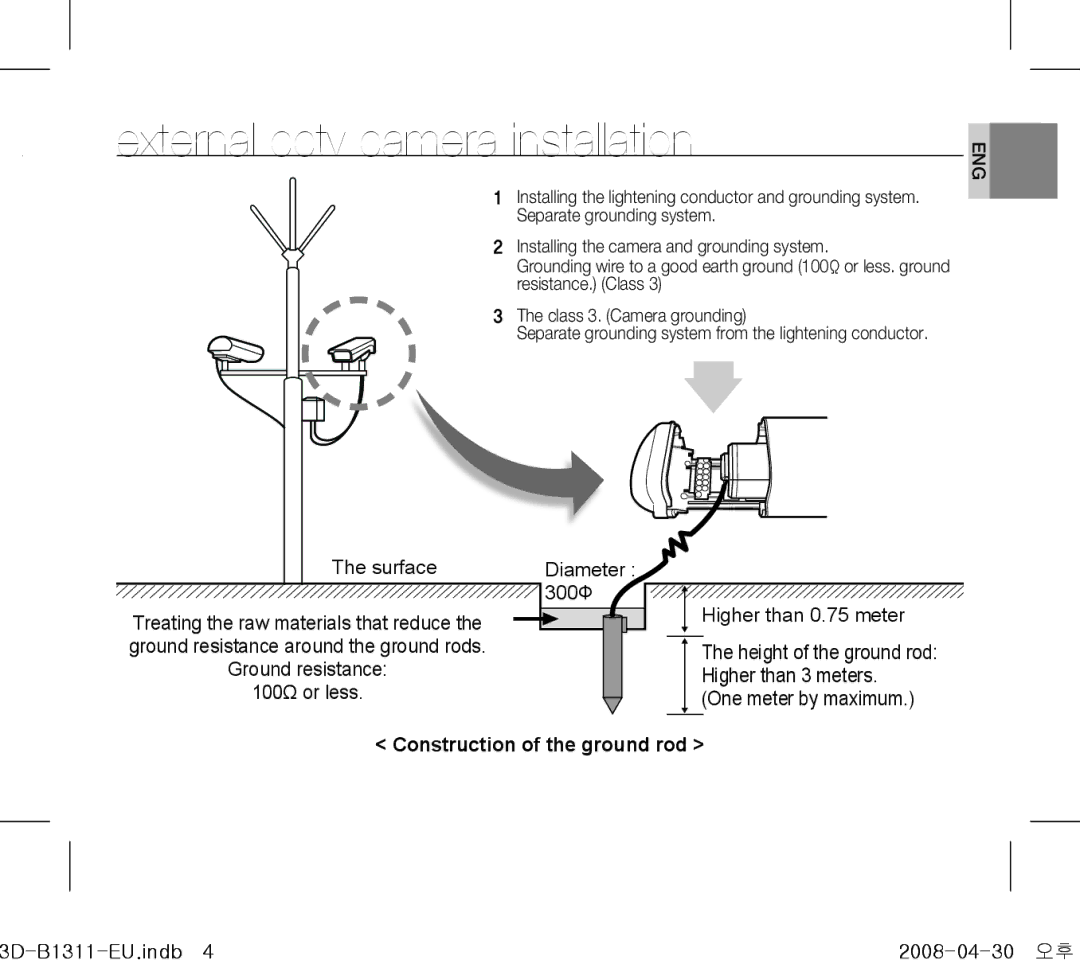 Samsung SCC-B1311(P) operating instructions External cctv camera installation 