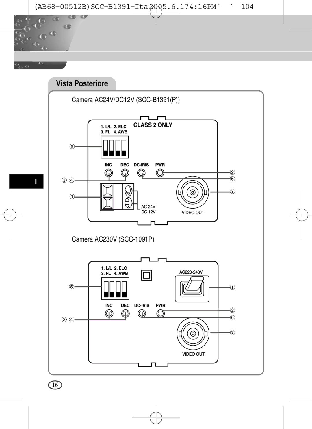 Samsung SCC-B1391(P), SCC-B1091P user manual Camera AC24V/DC12V SCC-B1391P, Camera AC230V SCC-1091P 