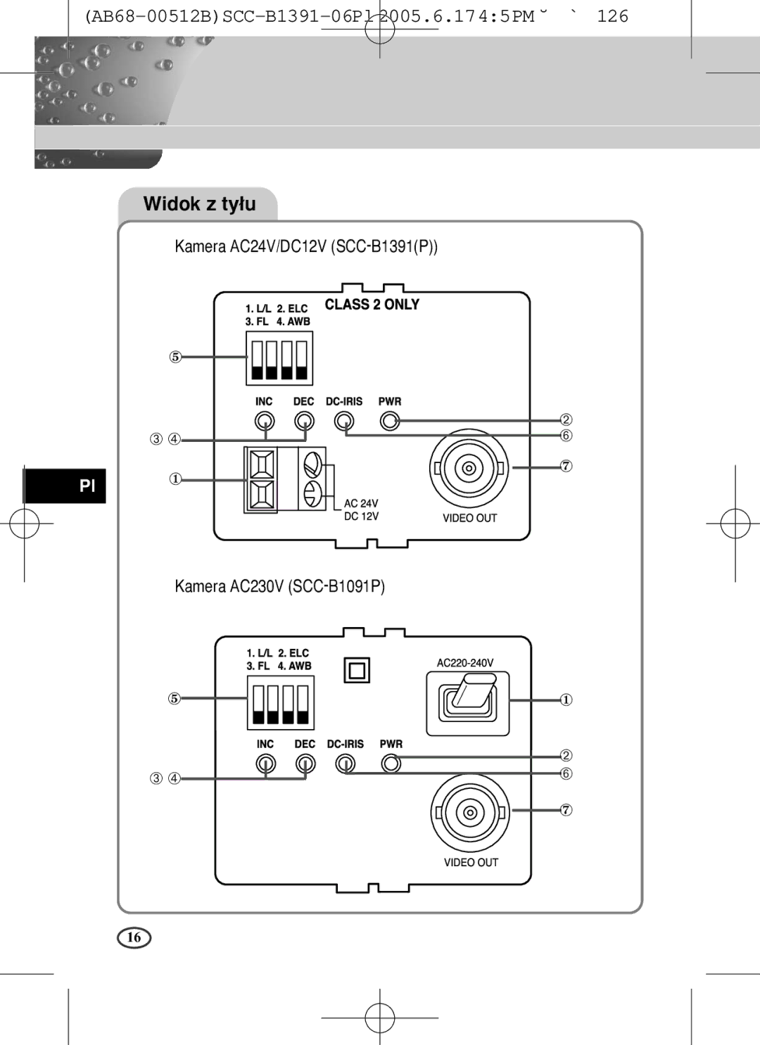 Samsung SCC-B1391(P), SCC-B1091P user manual Widok z ty∏u 